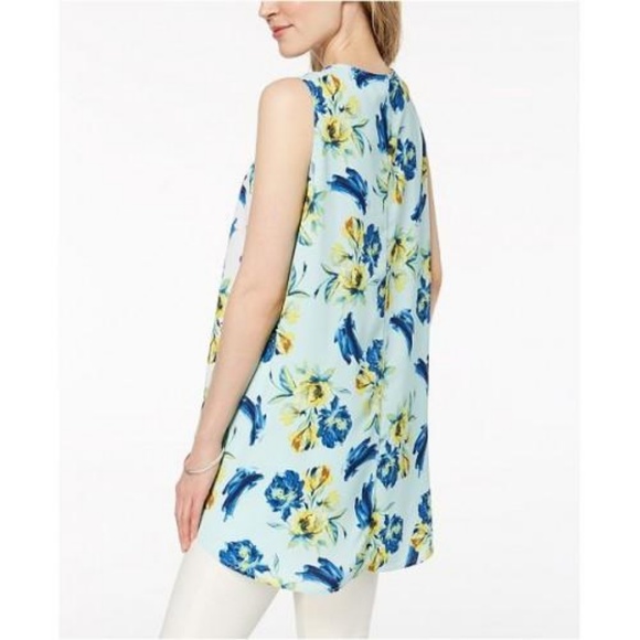 Alfani Petite Blue Floral-Print Swing Top NWT - Picture 2 of 7